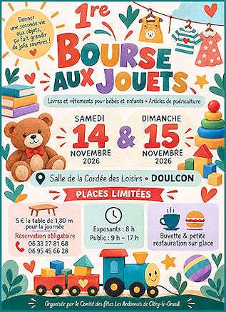 Bourse aux jouets les 14 et 15 novembre à Doulcon